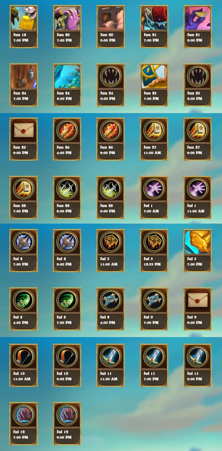 Perils in Paradise Expansion Card Reveal Schedule - Reveal Season